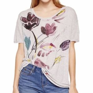 Gray tee with watercolor flower design - So Pretty